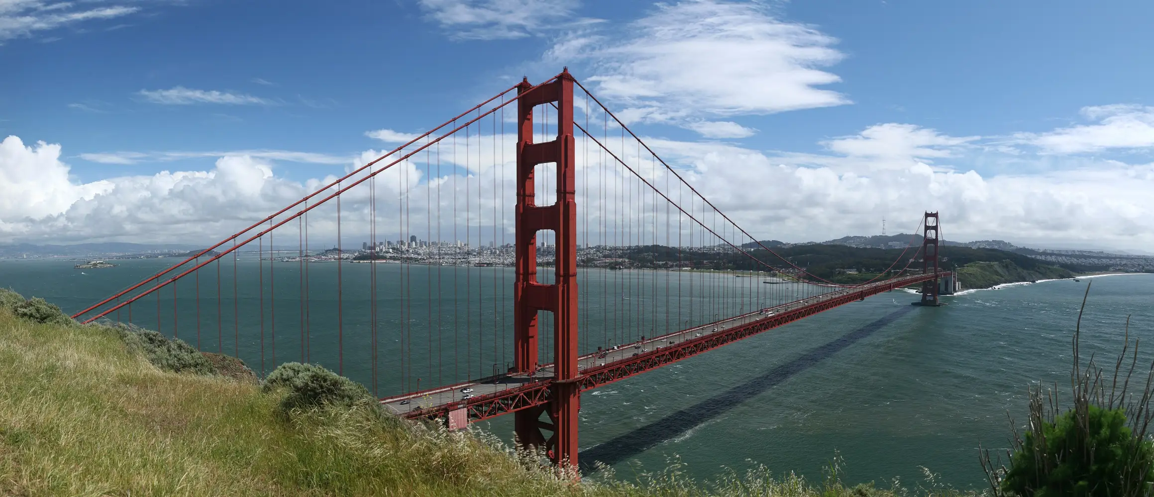 The Golden Gate Bridge spanning the entrance to San Francisco Bay